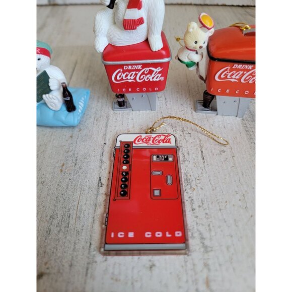 Polar bear Coca-Cola soda dispenser machine ornament Xmas set variety - Picture 5 of 8
